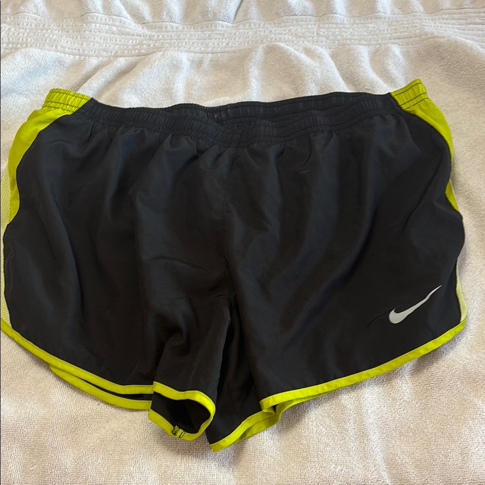 Nike Black and Yellow Athletic Shorts Moisture-Wicking Design